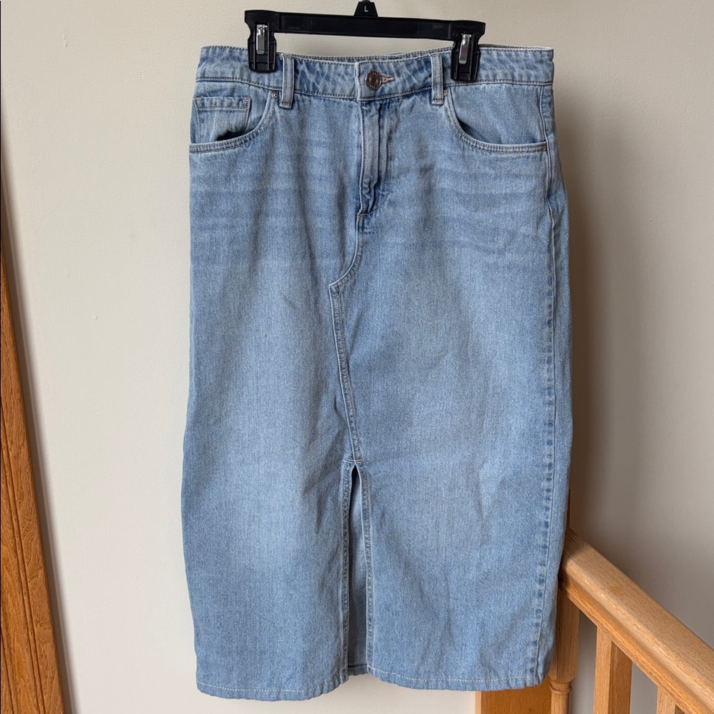 KUT FROM THE KLOTH Midi 5 Pocket Denim Jean Skirt Light-Medium Wash Sz 8